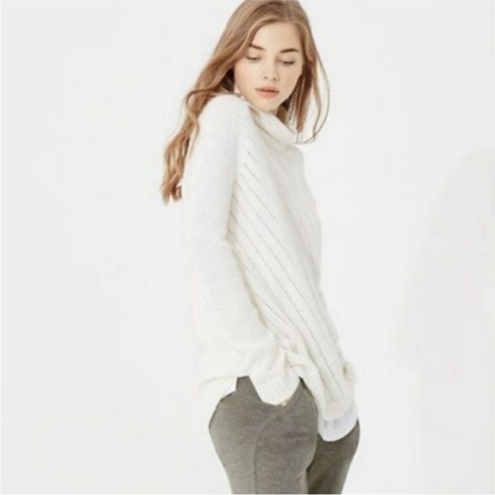 Lou & Grey Alpaca Wool Blend Sweater Hi Low Hem Oversized Comfy Size XS